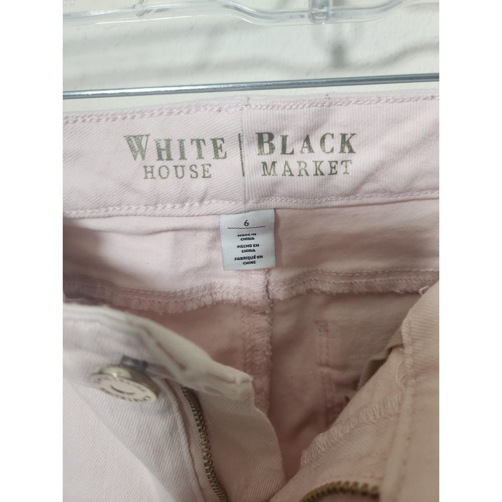 White House Black Market Pink Jeans Size 6 Skinny Ankle Gold Zip Leg Metallic - Picture 2 of 11